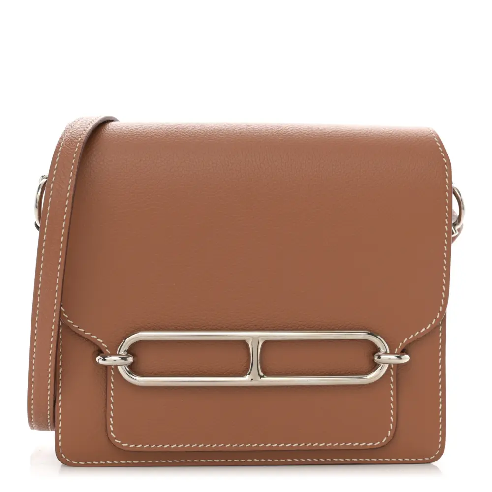 Lushentic Hermès Mini Sac Roulis Brown Evercolor Leather Palladium Silver Hardware