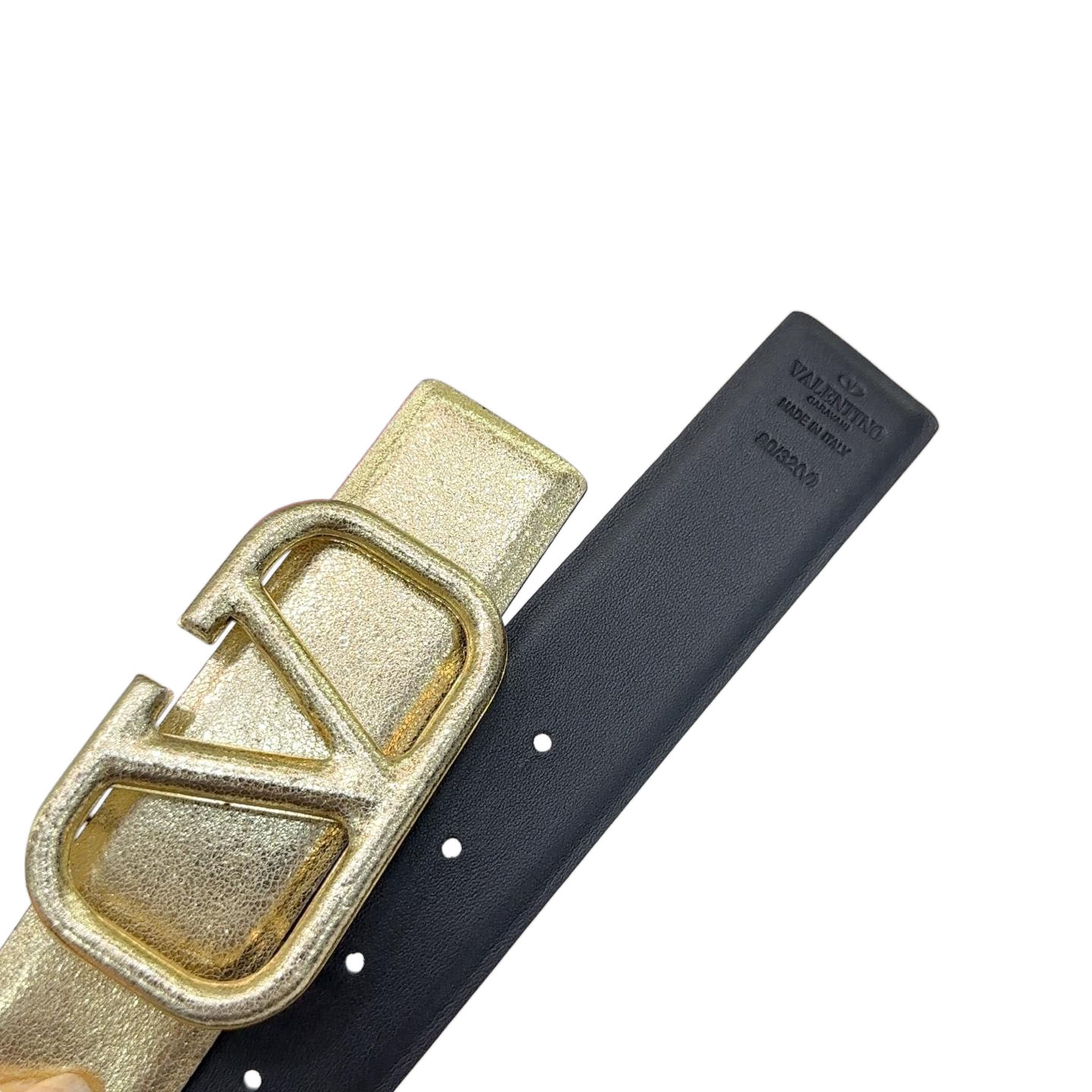 Valentino V Buckle Belt In Gold/Orange/Brown/Nude Smooth Calfskin With Gold/Orange/Brown/Nude Hardware 40mm