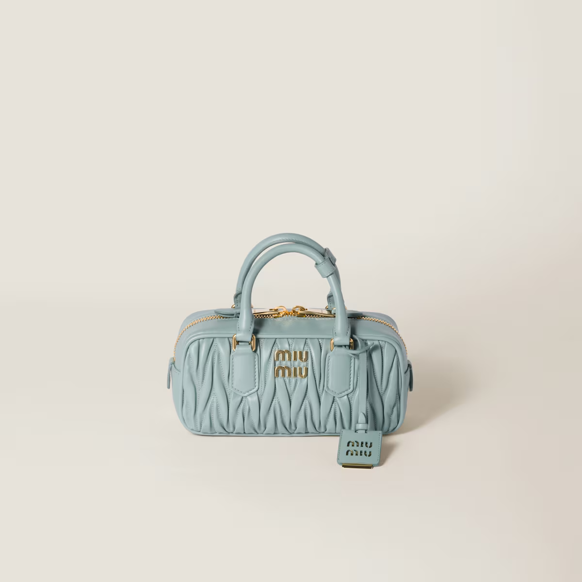 Miu Miu Arcadie matelassé Quilted Lambskin Leather Blue Top-Handle Bags