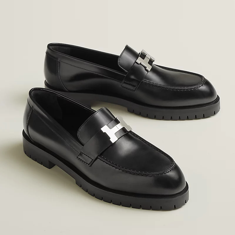 HERMES Faubourg Black Loafers