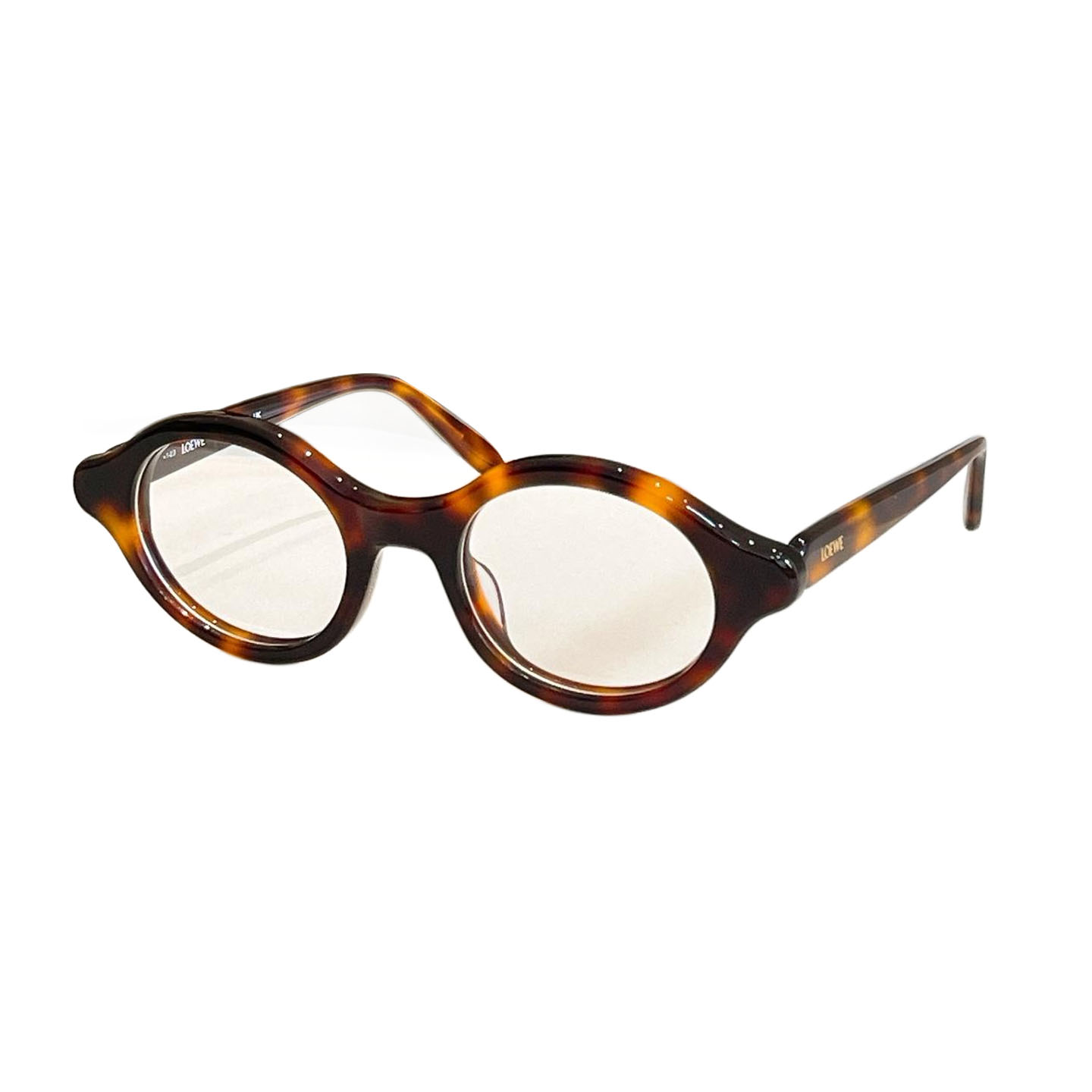 Loewe round frame glasses leopard/tawny/black/transparent color Size 48口21-140