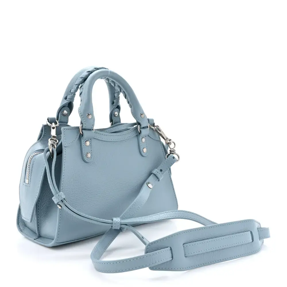 Balenciaga Mini Neo Classic City Blue/Grey Grained Calfskin Leather Silver Hardware