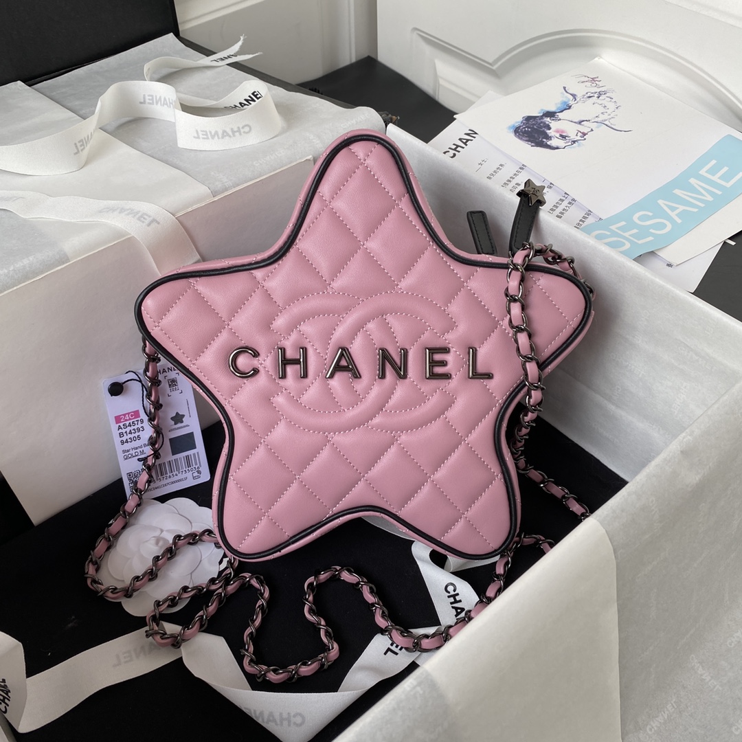 Chanel Pink / white / Black / Gold / Silver Star crossbody bag