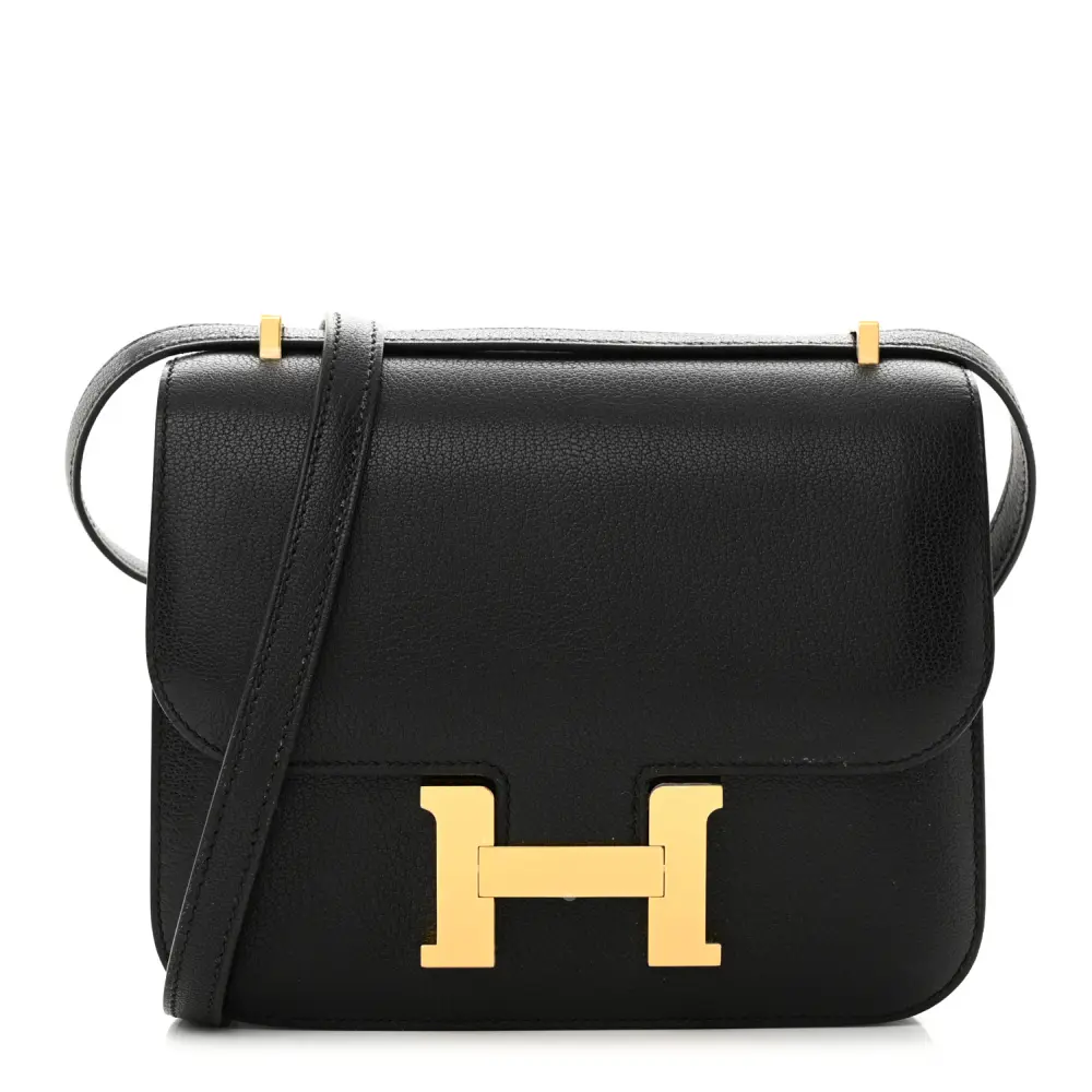 Hermès Constance 18 Black Chèvre Mysore Leather Rose Gold Hardware