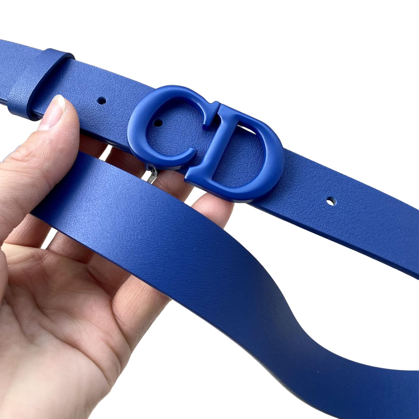 Dior Women' s Montaigne CD Buckle Saddle Belt In Blue/Red/Brown/Black/White Calfskin With Blue/Red/Brown/Black/White Hardware 30mm