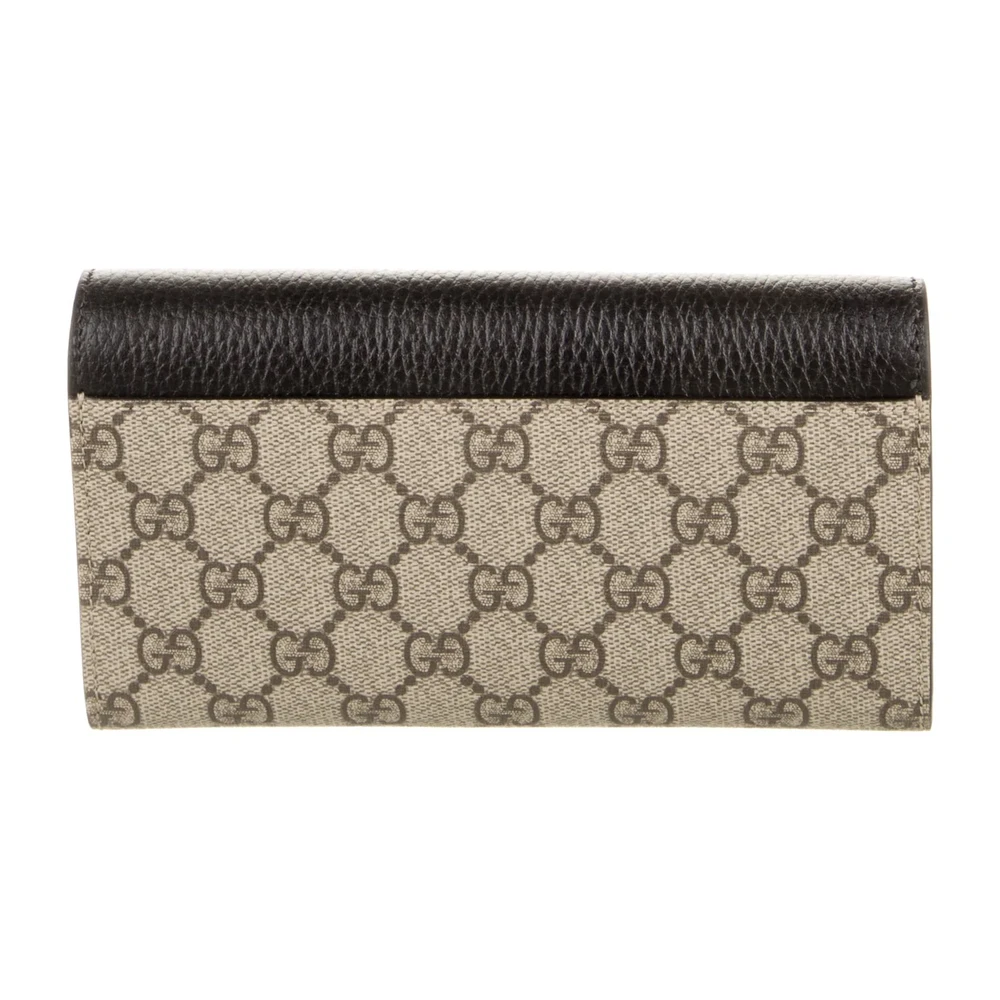 Gucci Medium Printed Continental Wallet Black and Brown Matelassé Chevron Leather Gold Hardware