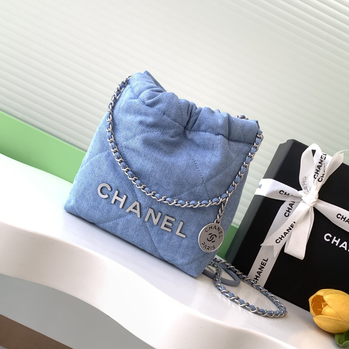Chanel 22bags Denim Light Blue / Blue Shoulder Bags