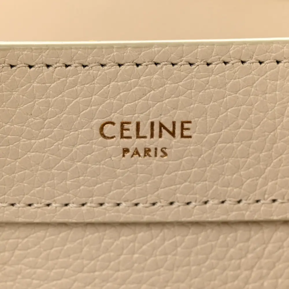 Celine Nano Luggage Bag Ivory Drummed Calfskin Leather