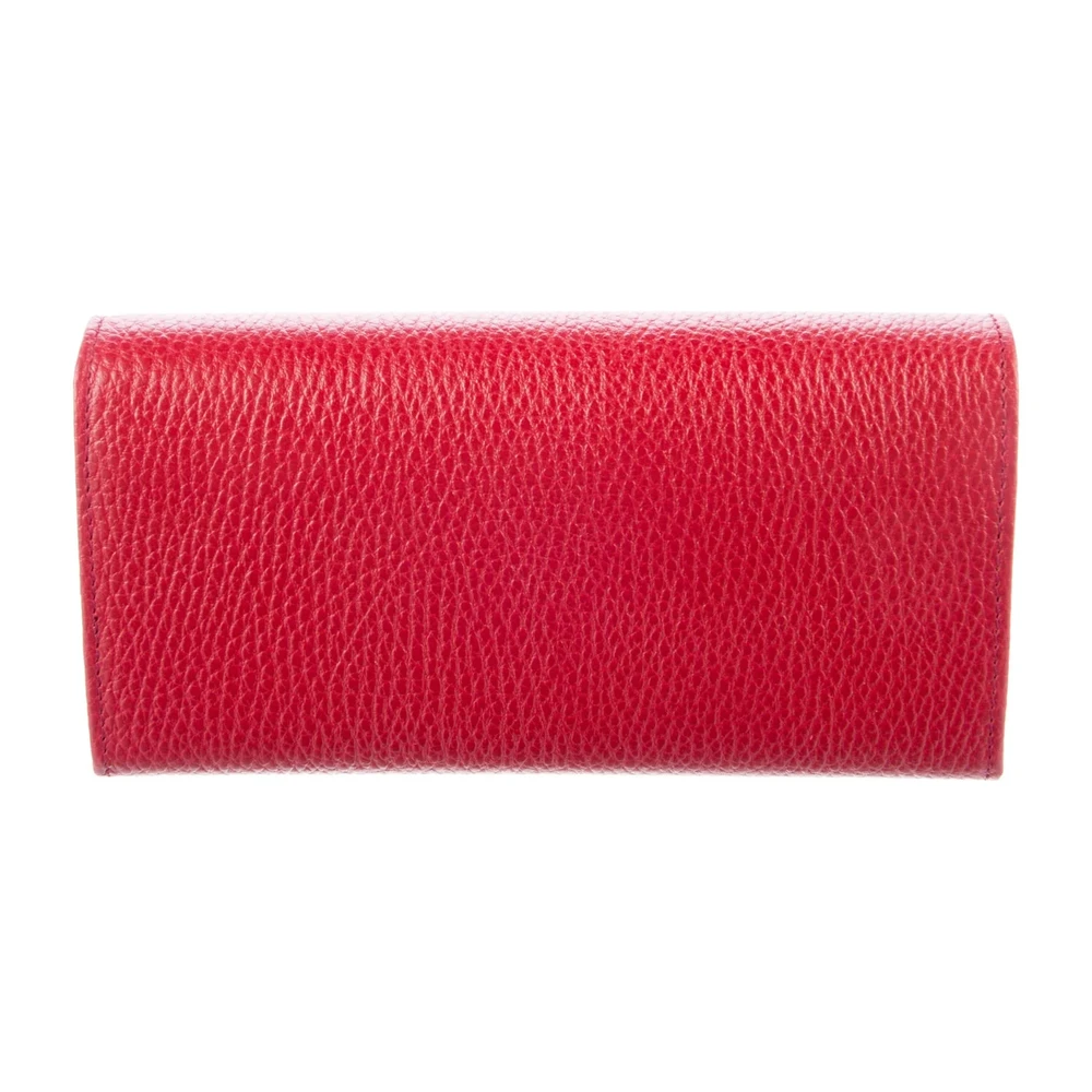 Gucci Large Interlocking G Logo Continental Wallet Red Calfskin Leather Gold Hardware