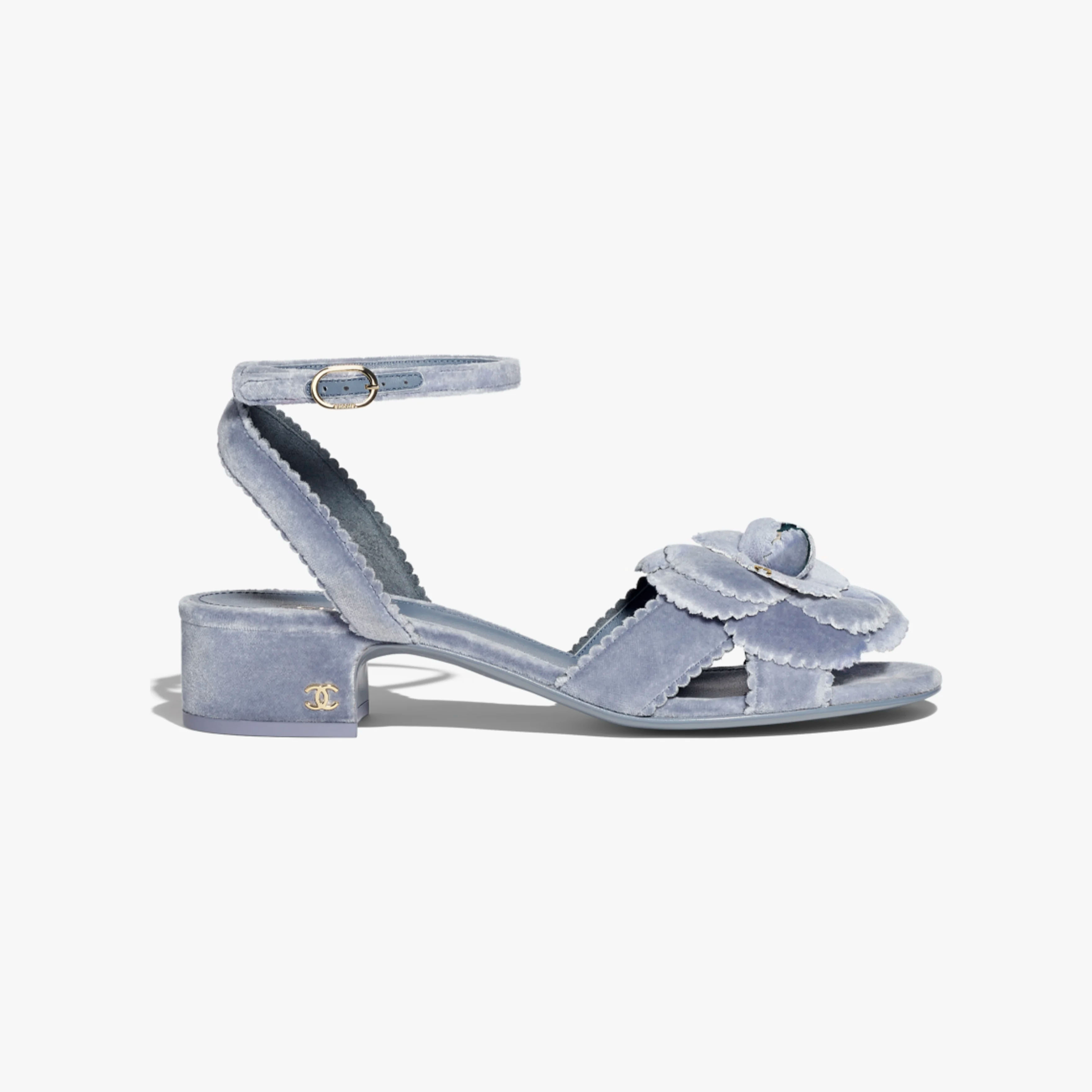 Chanel Grey velvet sandals