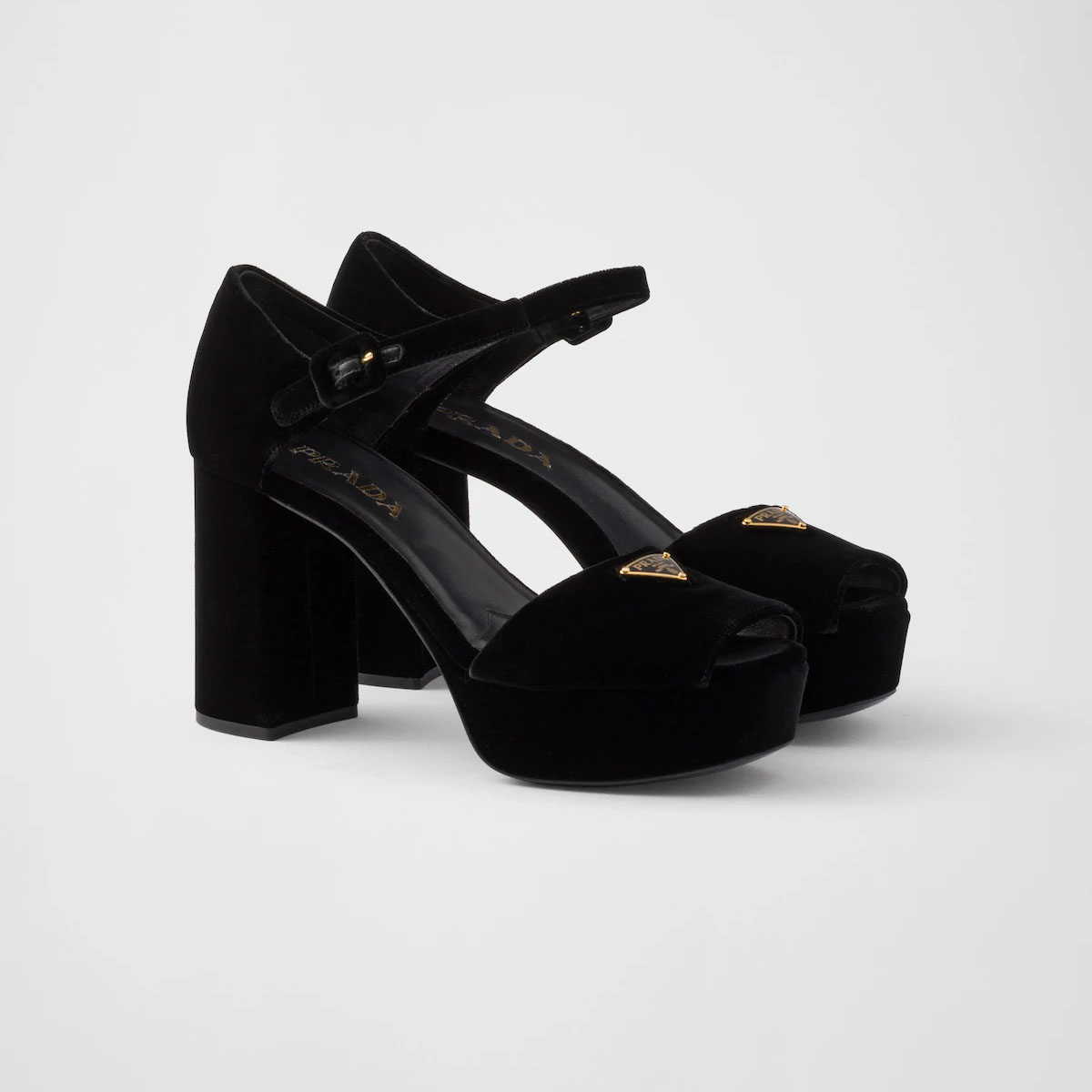 PRADA Black velvet platform sandals