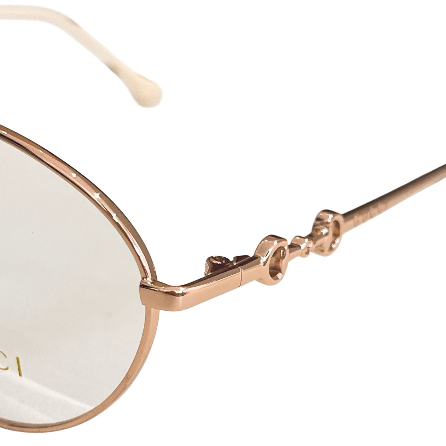 Gucci Round frame glasses rose gold/leopard gold/silver color transparent lens Size 54口18-140