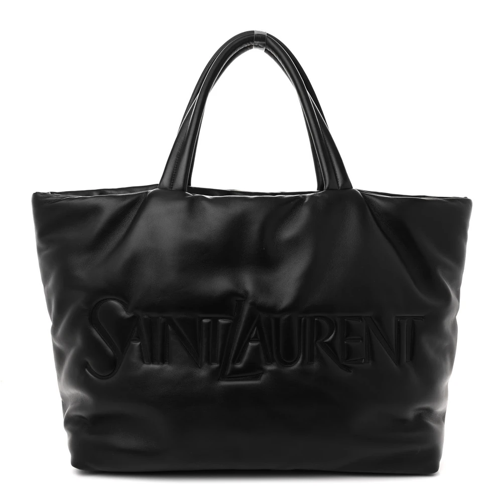 Saint Laurent Large Tote Black Wide Puffer Lambskin Leather