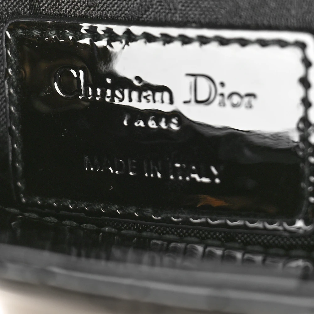 Dior Mini Lady Dior Black Patent Cannage Calfskin Leather Gold Hardware