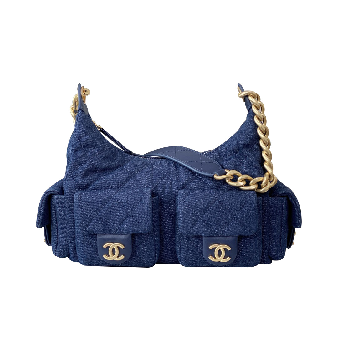 Chanel Denim royal blue / Denim grey silver / Denim sky blue Shoulder Bags