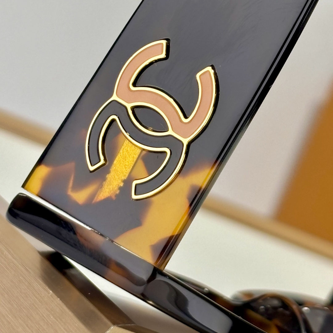 CHANEL glasses leopard-print black khkai color size 53口19-145