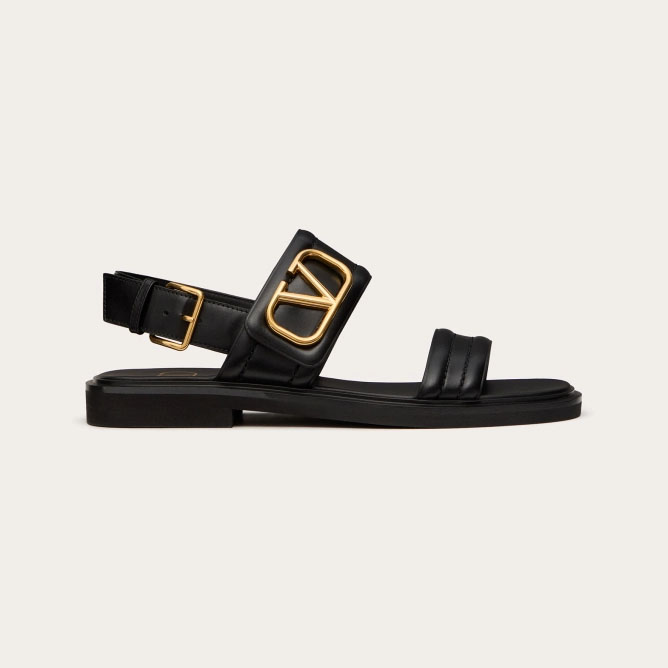 VALENTINO Black Flat calfskin sandals
