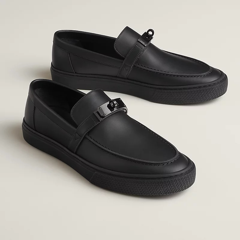 HERMES Game Black Loafers