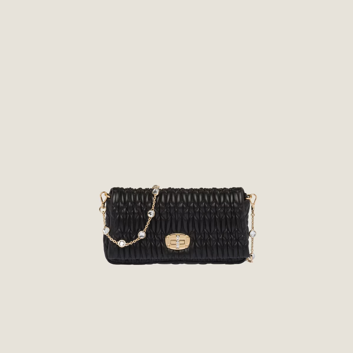 Miu Miu Quilted Lambskin Leather Black Shoulder Bags