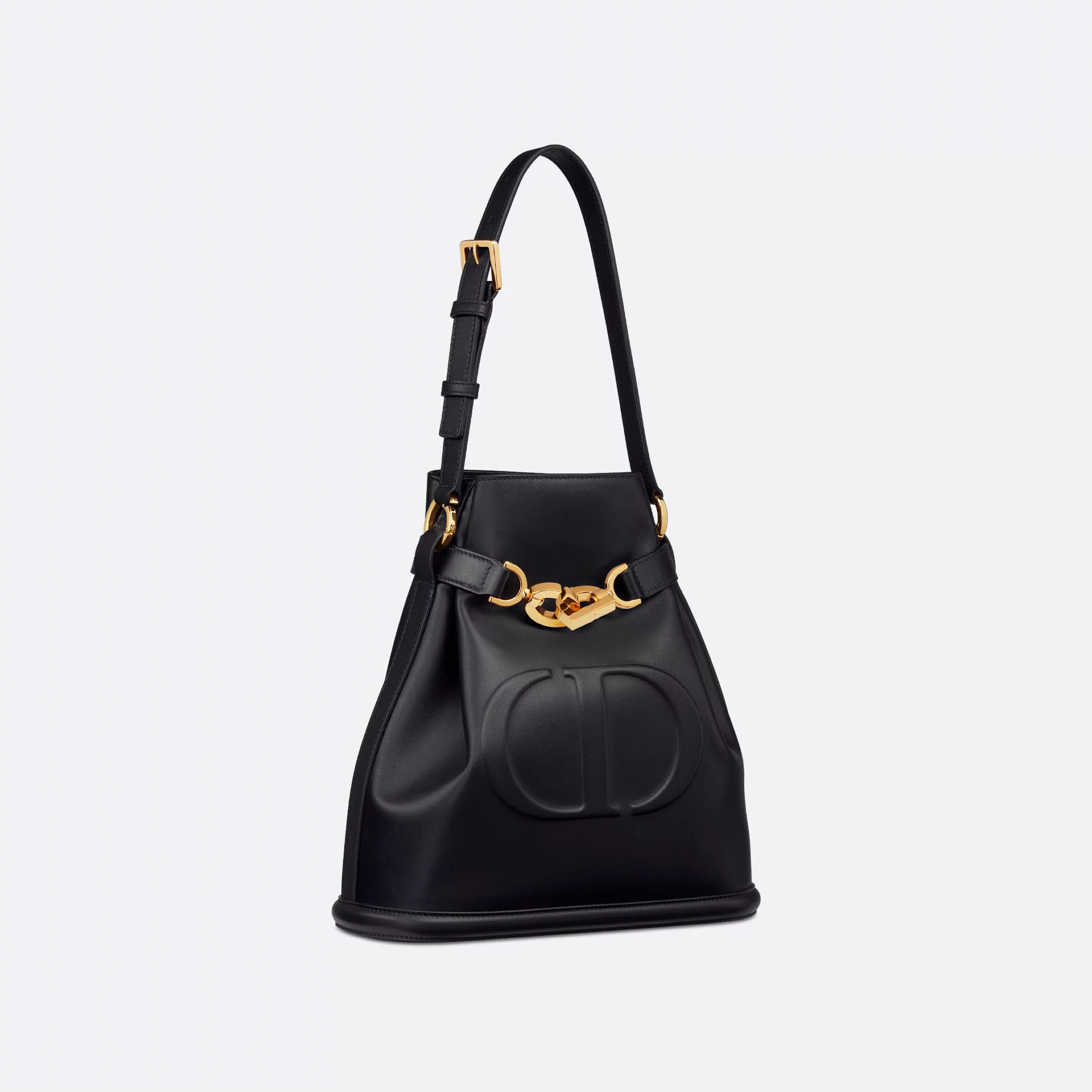 Dior Medium C'est Dior Bag In Black CD-Embossed Calfskin/Blue Dior Oblique Jacquard With Gold Hardware
