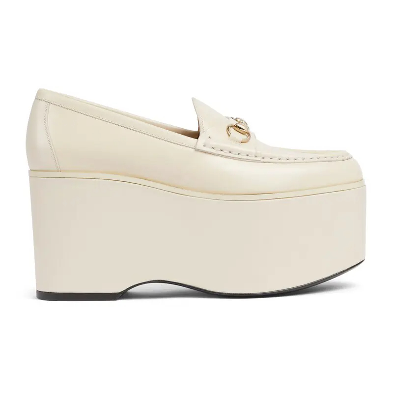 Gucci white thick bottom loafers