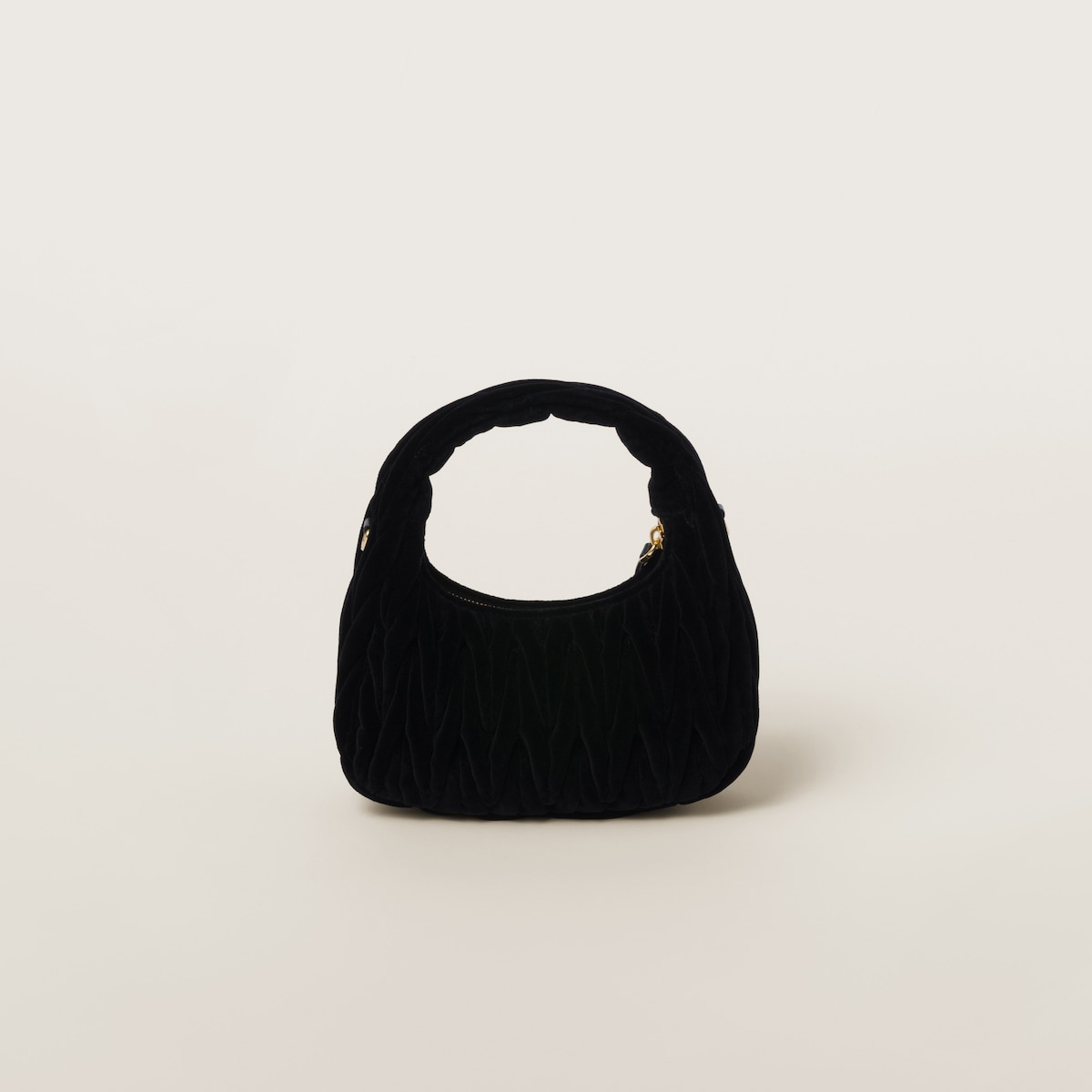 Miu Miu Wander Matelassé Suede leather handbag Black Crossbody Bags