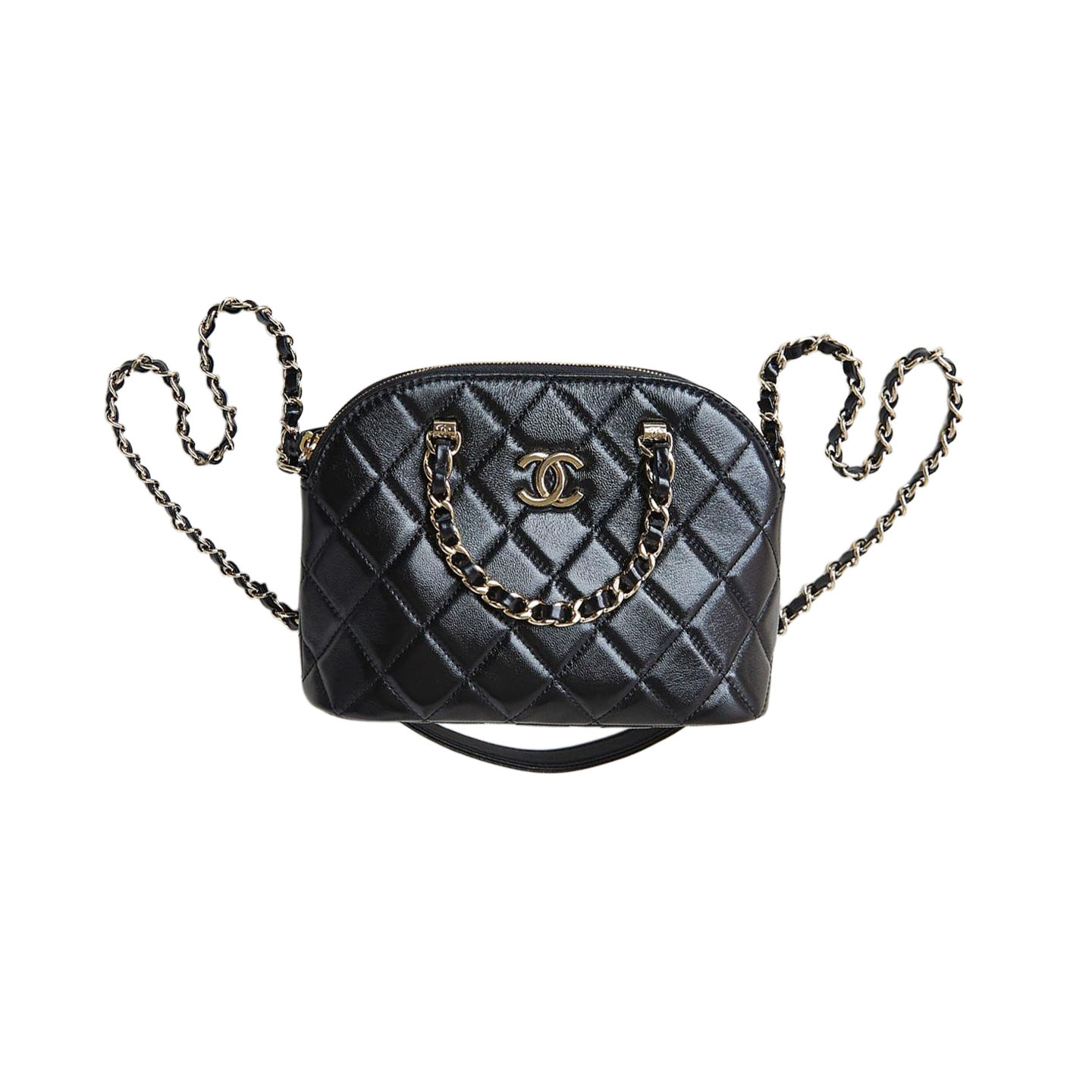 Chanel Black / Wine Red / Apricot color Quilted Lambskin Leather Crossbody Bags