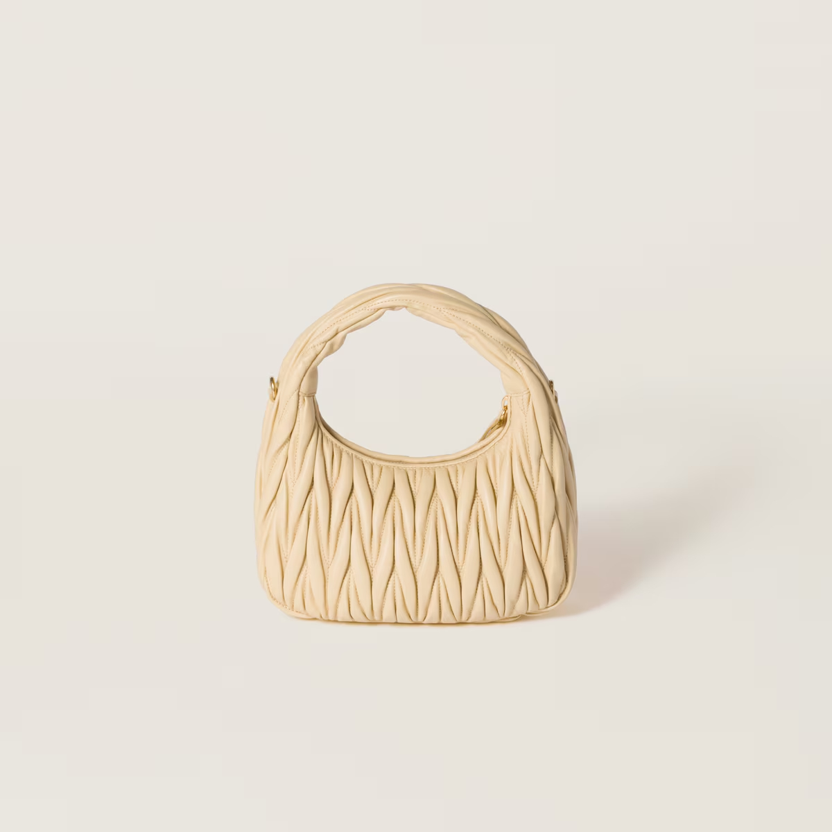 Miu Miu Wander Matelassé Quilted Lambskin Leather handbag Apricot Crossbody Bags