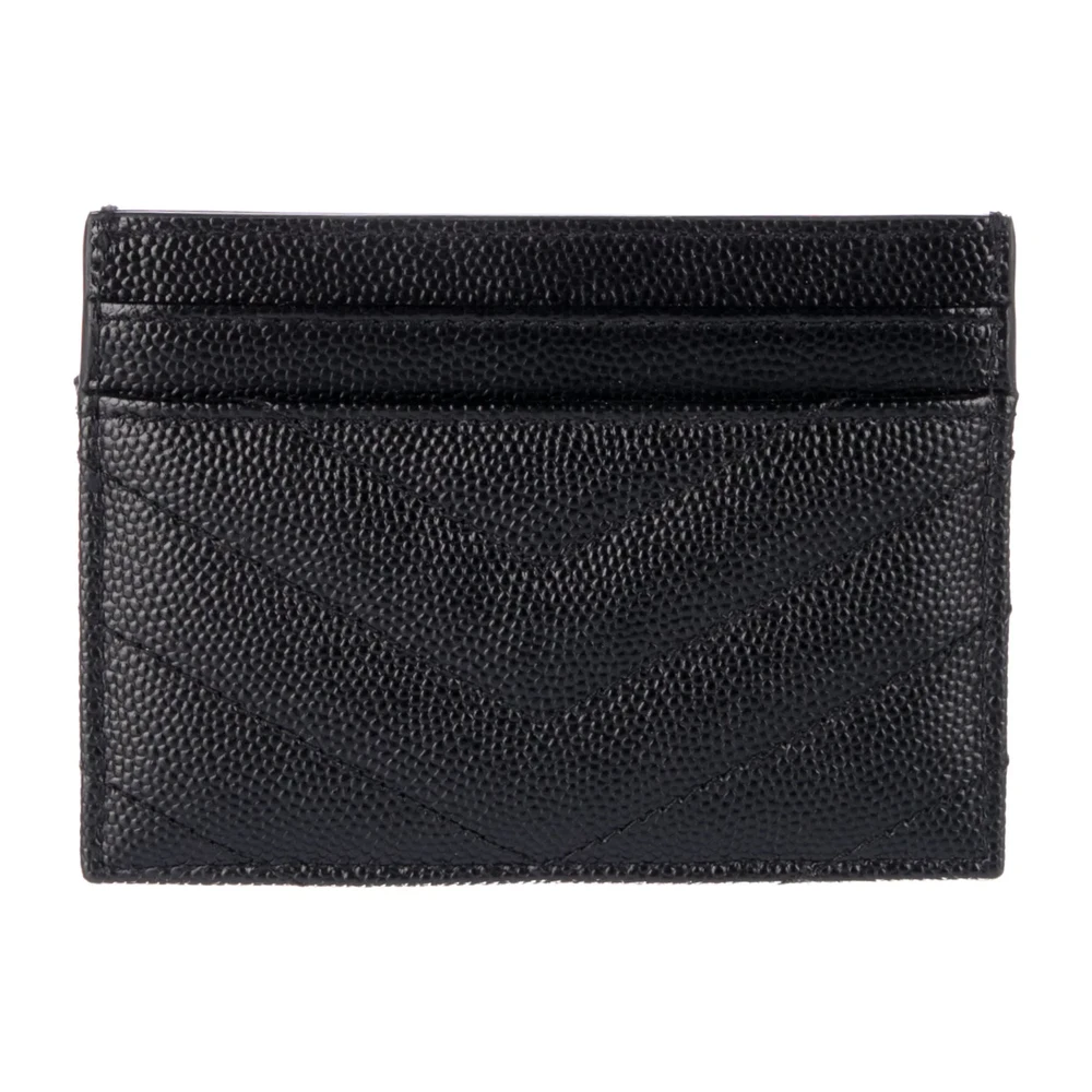 Saint Laurent Small Card Holder Black Grained Calfskin Leather Incognito Hardware