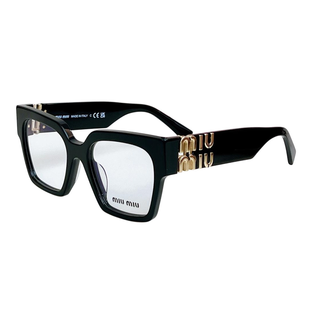 Miu Miu square frame glasses black gold/yellow leopard/transparent color Size 51-20-135