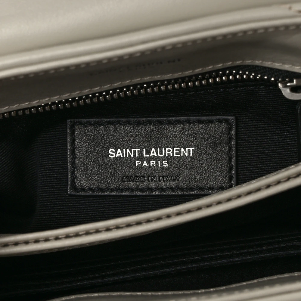 Saint Laurent Mini Loulou Crossbody Bag Crema Soft Y-Quilted Monogram Calfskin Leather Silver Hardware