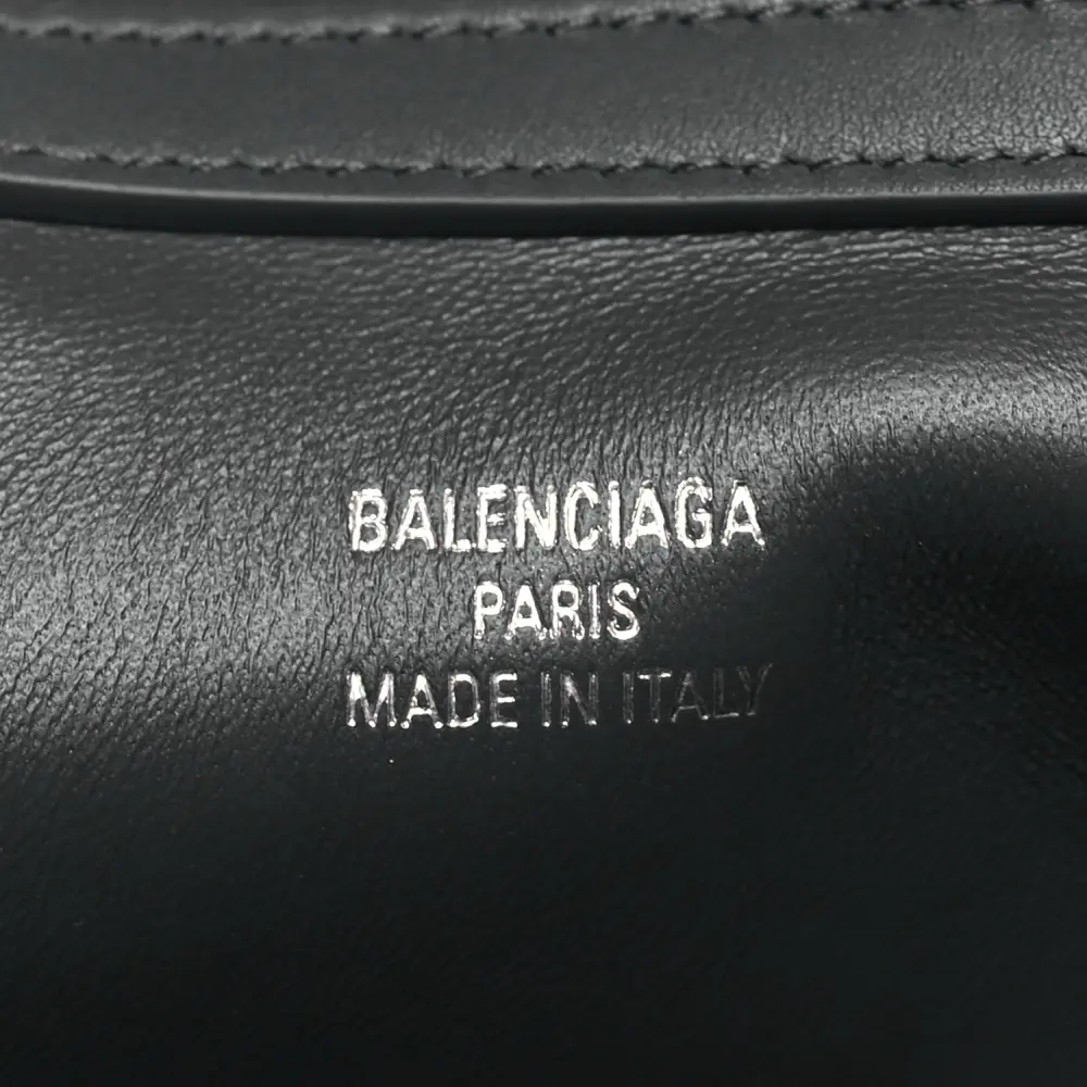 Balenciaga Mini Rodeo Top Handle Handbag Grey Natural Smooth Calfskin Leather Silver Hardware