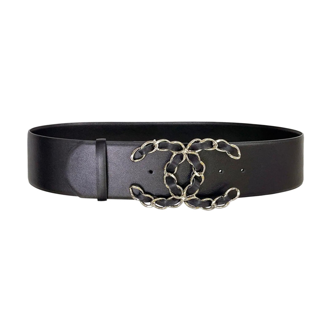 Chanel CC Belt In Black Calfskin With Silver Hardware 20/30/50/70mm