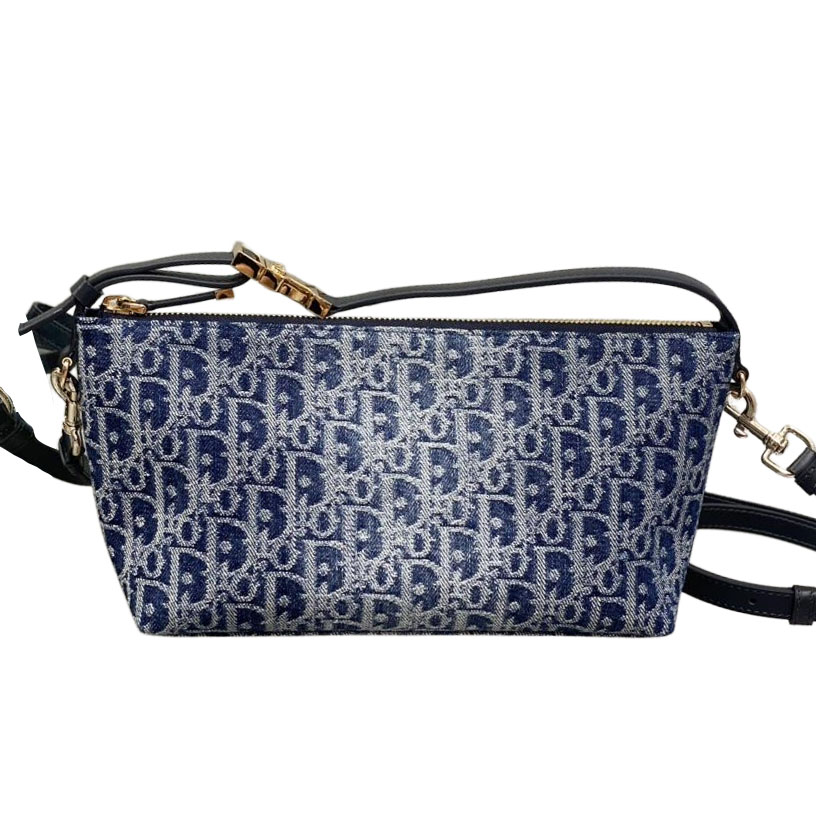 Dior Small D-Journey Bag in In Blue Denim Dior Oblique Jacquard With Gold Hardware