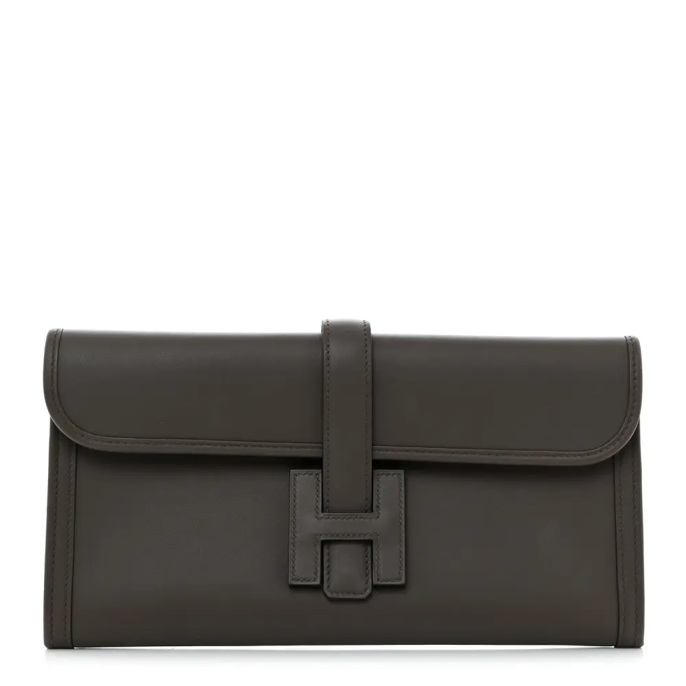 Hermès Jige Elan 29 Clutch Étain Swift Leather