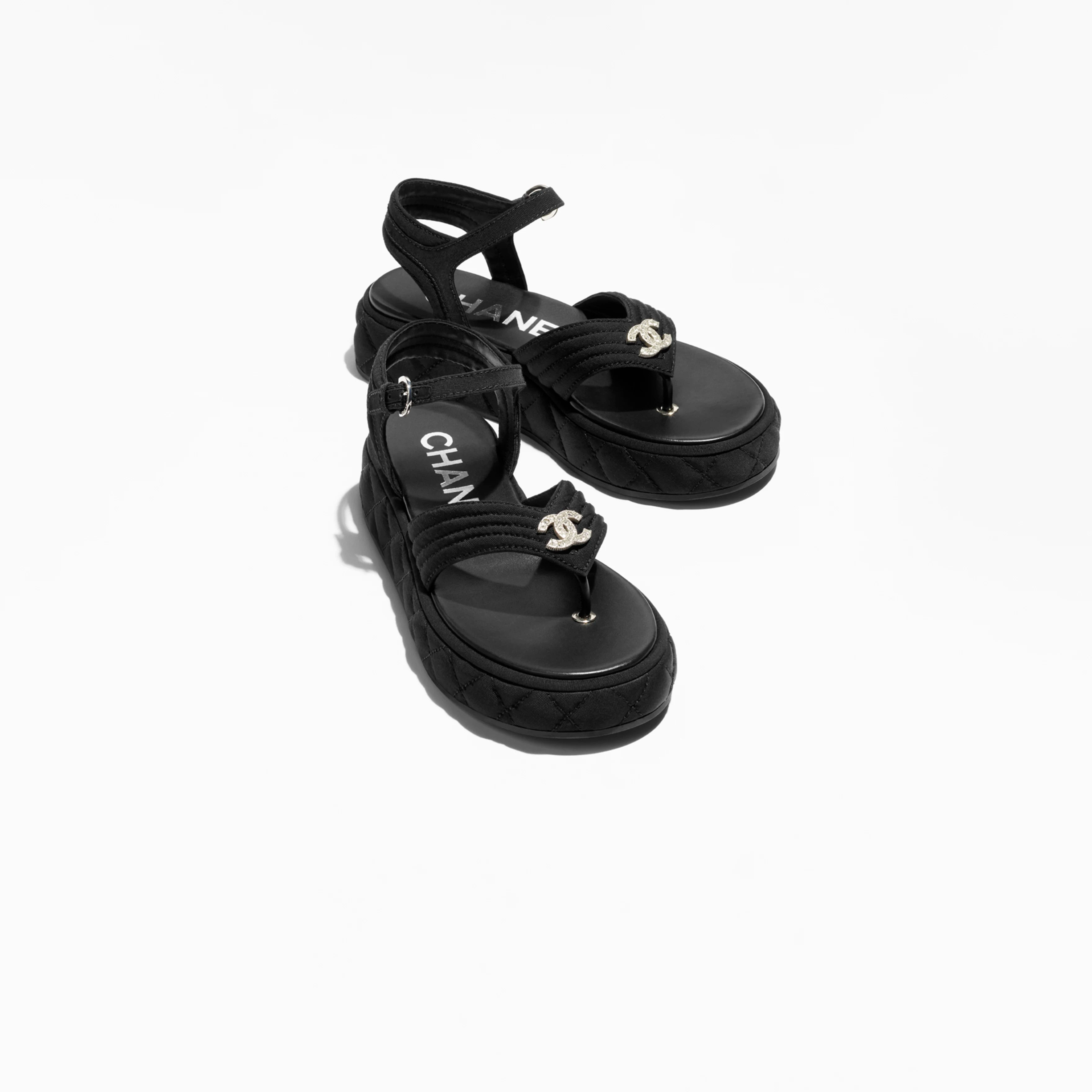 Chanel black grosgrain sandals