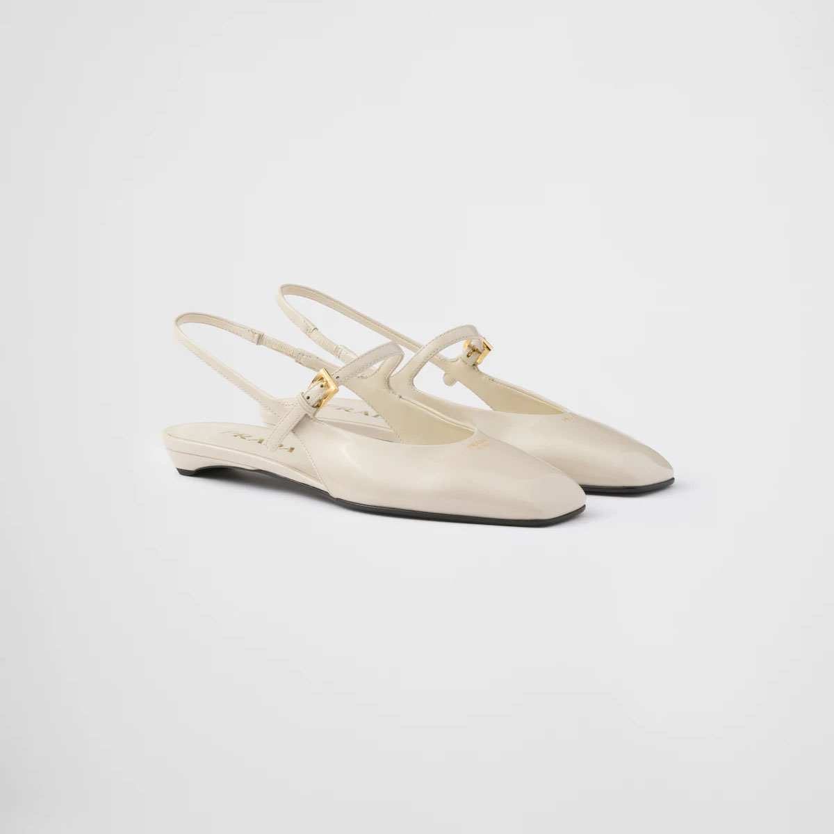 PRADA Patent paint leather Flat Shoes white Ballet Shoes