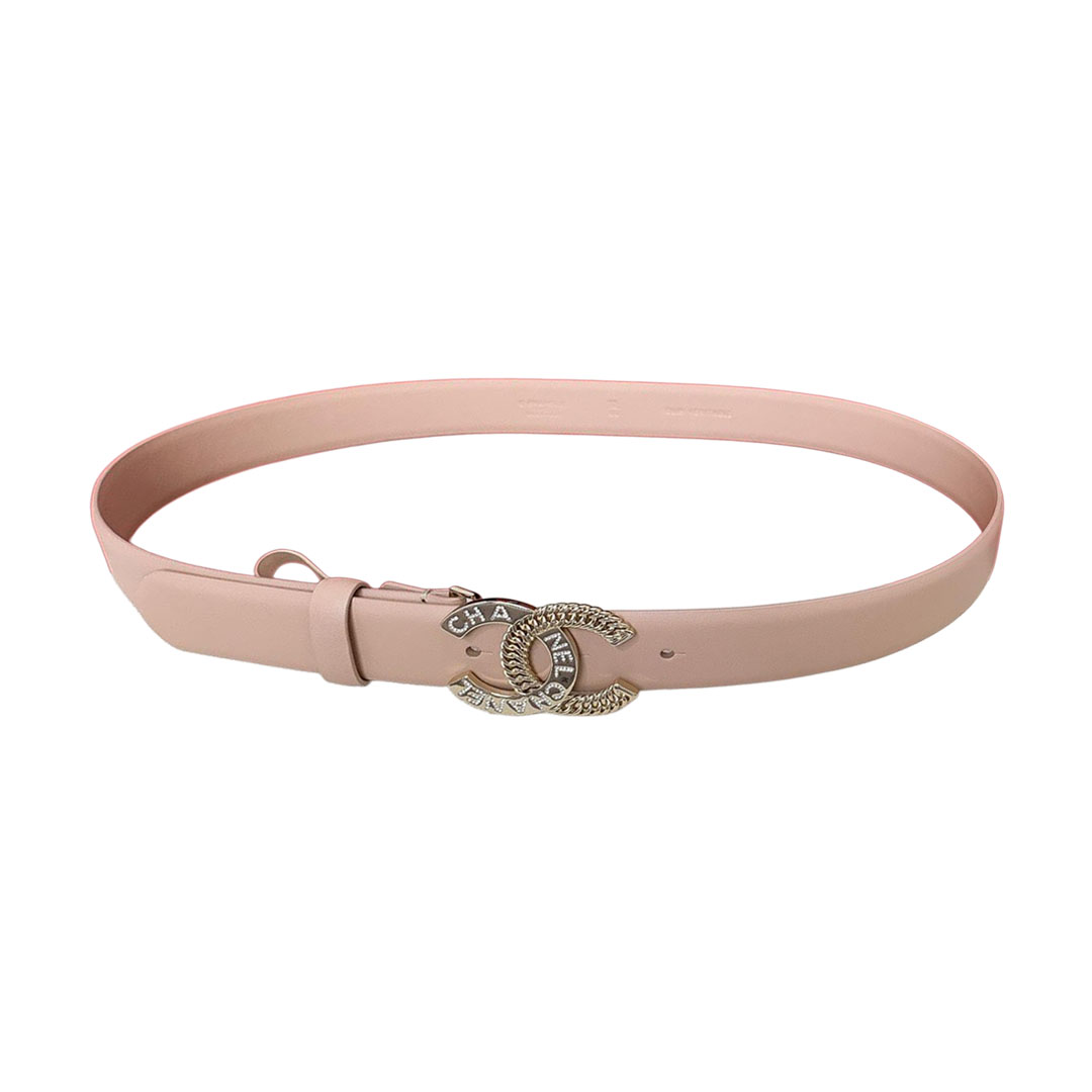 Chanel Women's CC Belt In Red/Pink/White/Black/Brown/Champagne Gold Calfskin With Gold/Silver Hardware 30mm