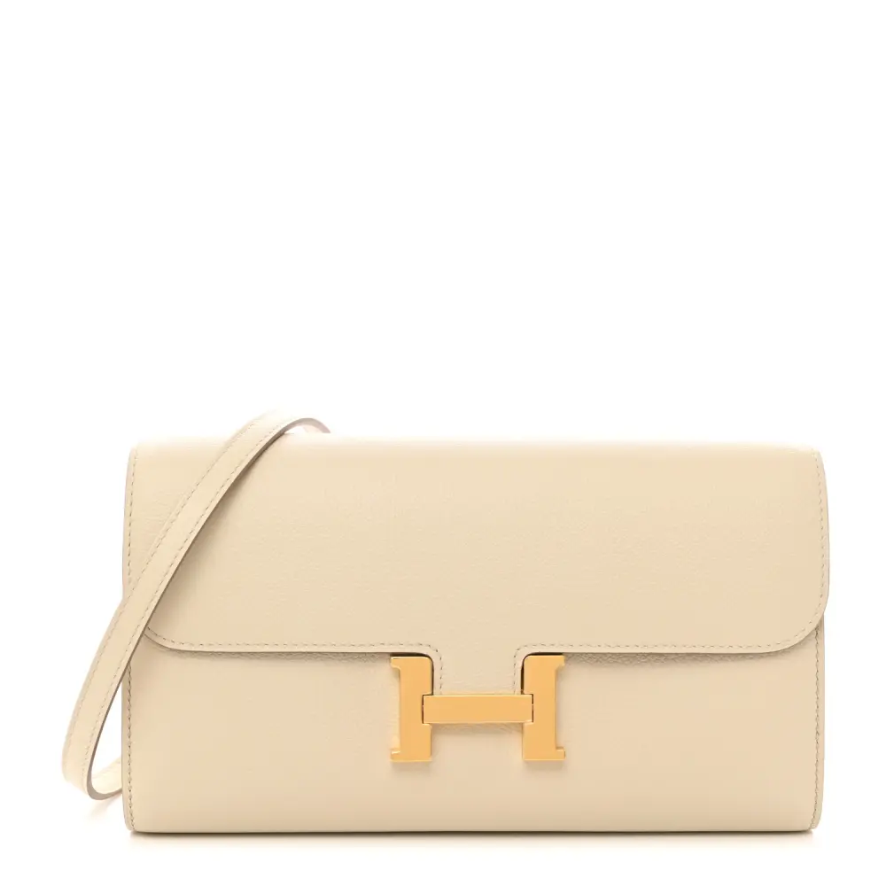 Hermès Constance Wallet To Go Béton Evercolor Leather Gold Hardware