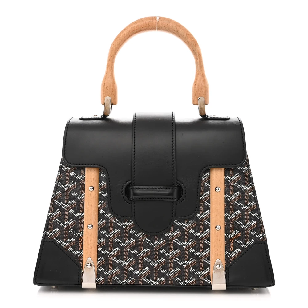 Goyard Saigon PM Black Goyardine Canvas Silver Hardware