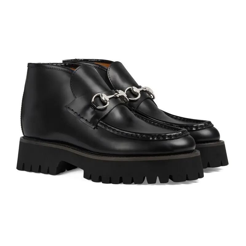 Gucci black horse collar ankle boots