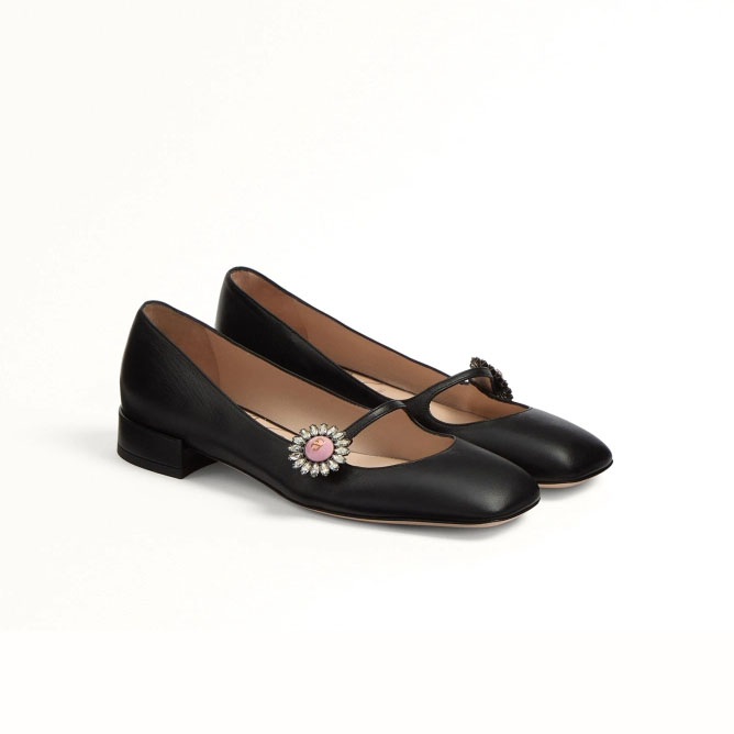 VALENTINO Sheepskin Mary Jane Ballet Flats (heel 2 cm high)