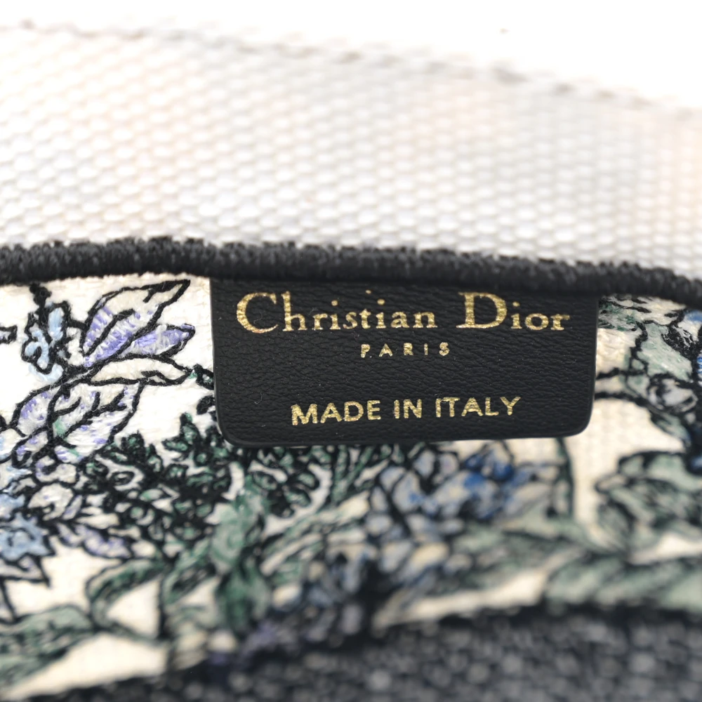 Dior Medium Flowers Book Tote Blue Multicolor Embroidered Canvas