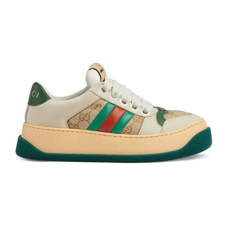 Gucci Screener series women's sports shoes white green Sneakers