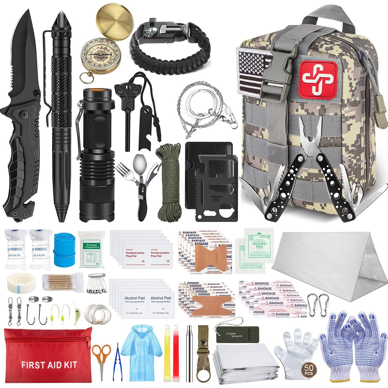 Taimasi 152pcs Emergency Survival Kit and First Aid Kit, Professional ...