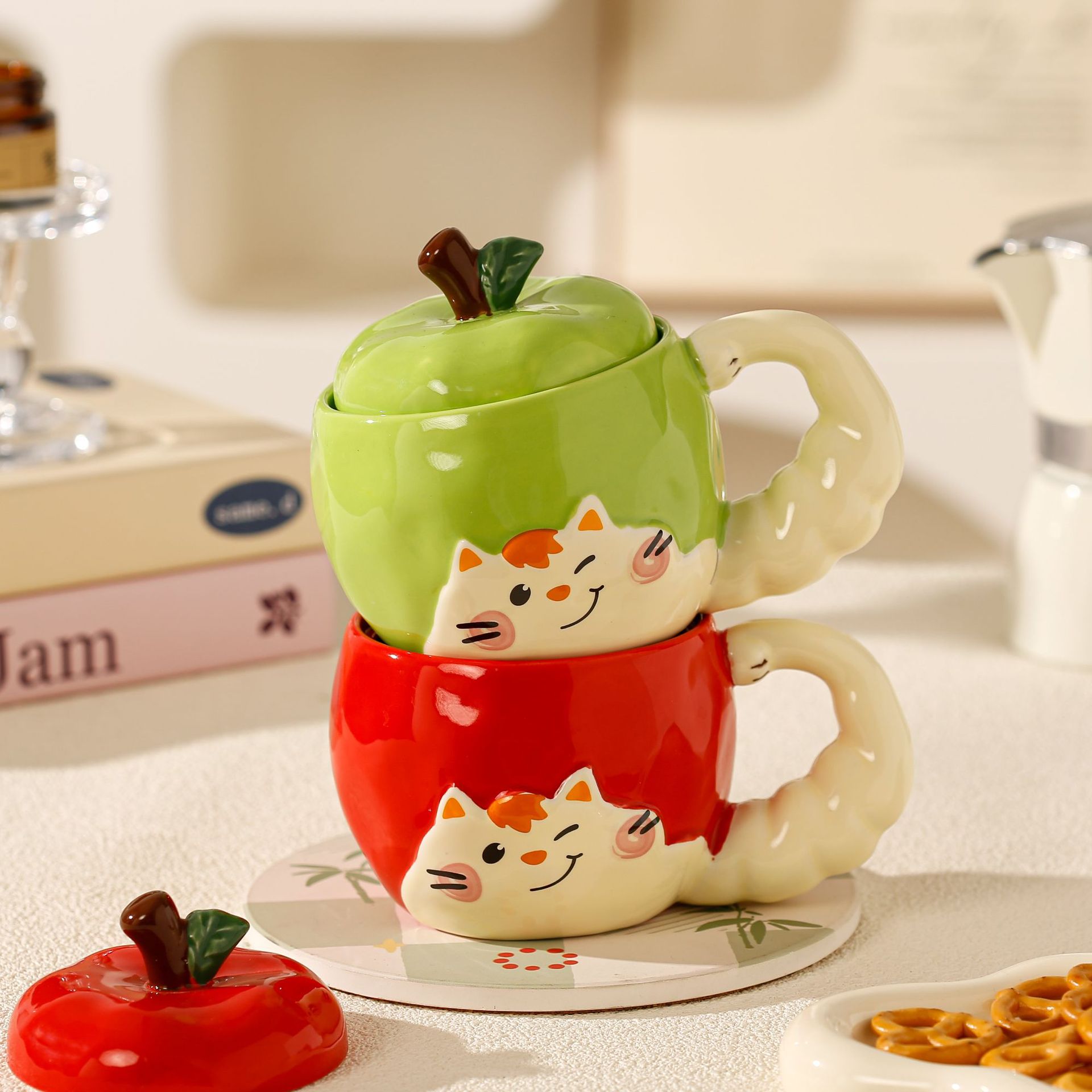 Apple Cat Ceramic Mug