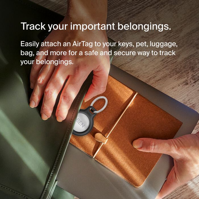 Secure Holder with Key Ring for AirTag