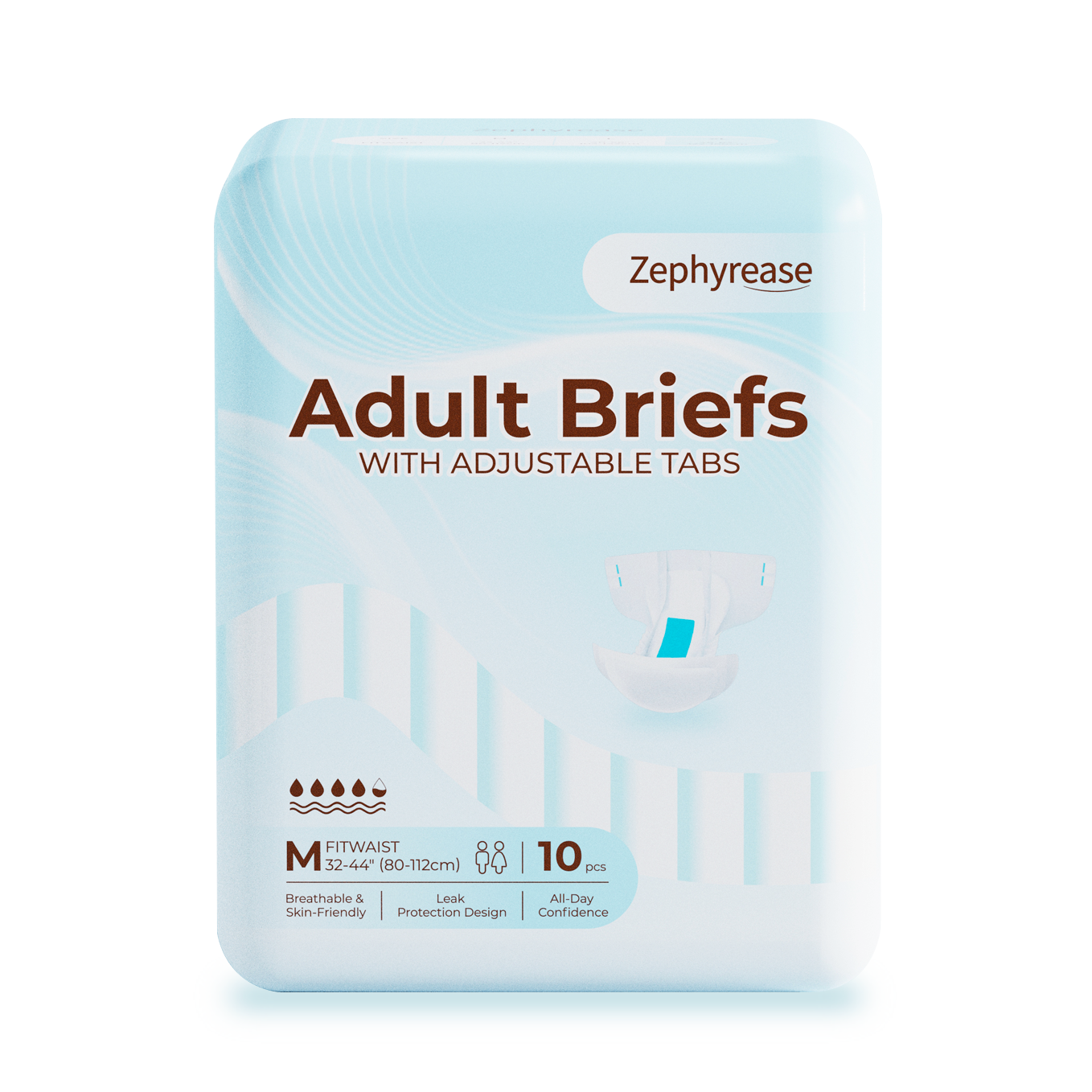 Zephyrease Inkontinenz-Slips, mit wiederverschließbaren Magic Tabs, 10 Stück