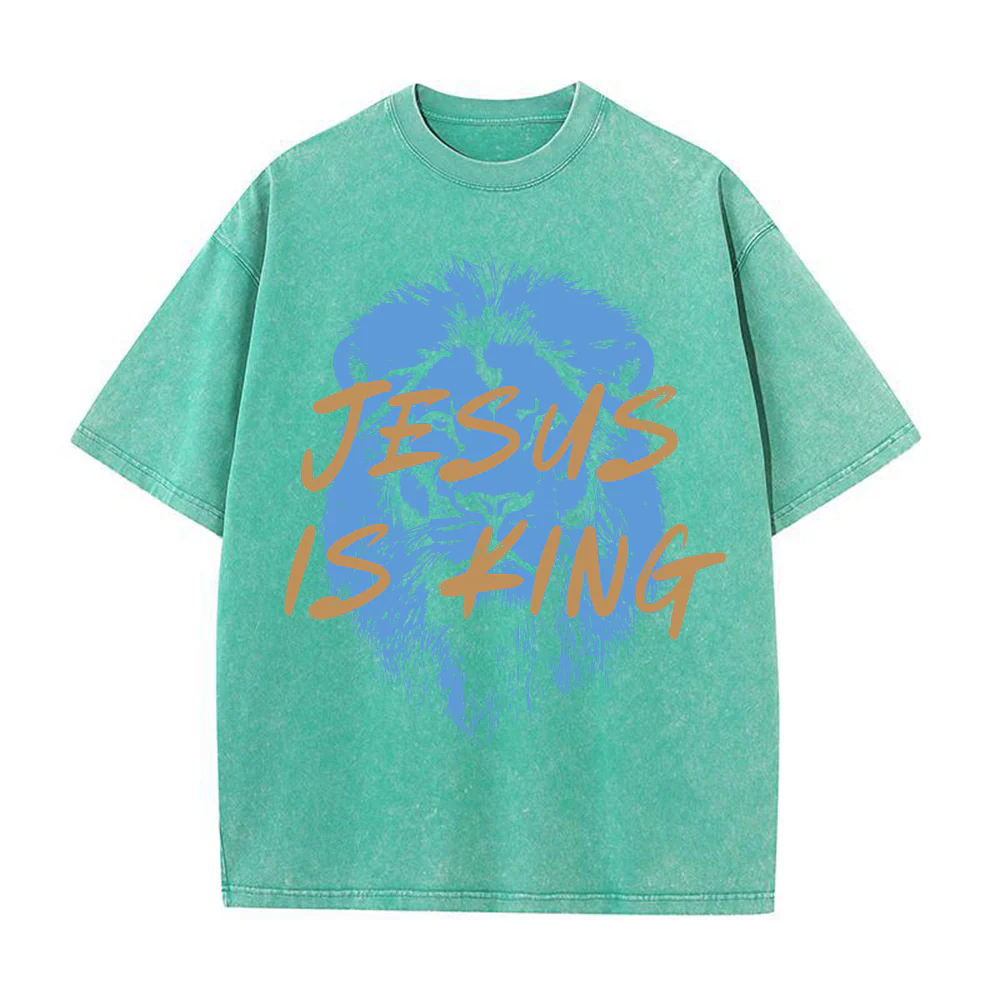 Jesus Is King Christian Unisex Washed T-shirt