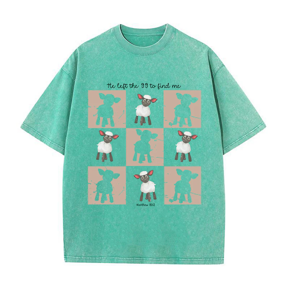 Checkered Lamb Graphic Unisex Washed T-Shirt